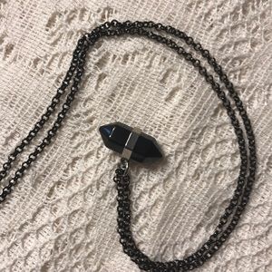 Black crystal minimalist necklace